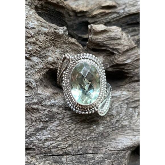 Sterling Silver and Prasiolite Ring Made in India Size 7 - Picture 2 of 5